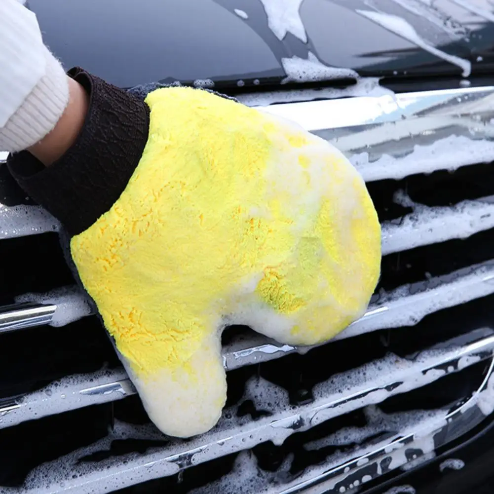 Soft Coral Fleece Glove Car Washing Glove Coral Fleece Car Wash Mitt with Thumb for Scratch-free Absorbent Auto for Car