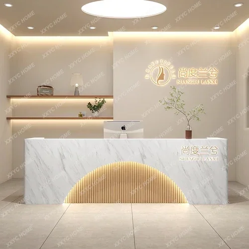 Beauty Salon Clothing Store Beige Cashier Counter Bar Simple Modern Reception Desk