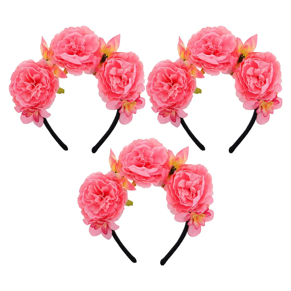 

3 Pcs Hair Decoration Floral Crown Women Flower Headband Artificial Accessories for Party Woman Holiday Crown Fashion Wedding