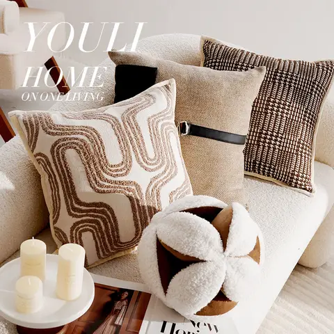 Funda de almohada Lumbar marroquí francés Vintage, funda de cojín decorativa elegante color crema y marrón para sofá, ventana, asiento y decoración del hogar