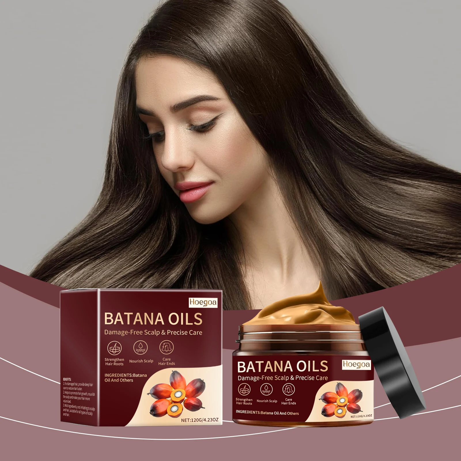 

Natural Pure Organic Batana Hair Mask Strengthens Hair Roots Repairs damaged Hair Anti-Breakage Hair Loss Treatment Conditioner