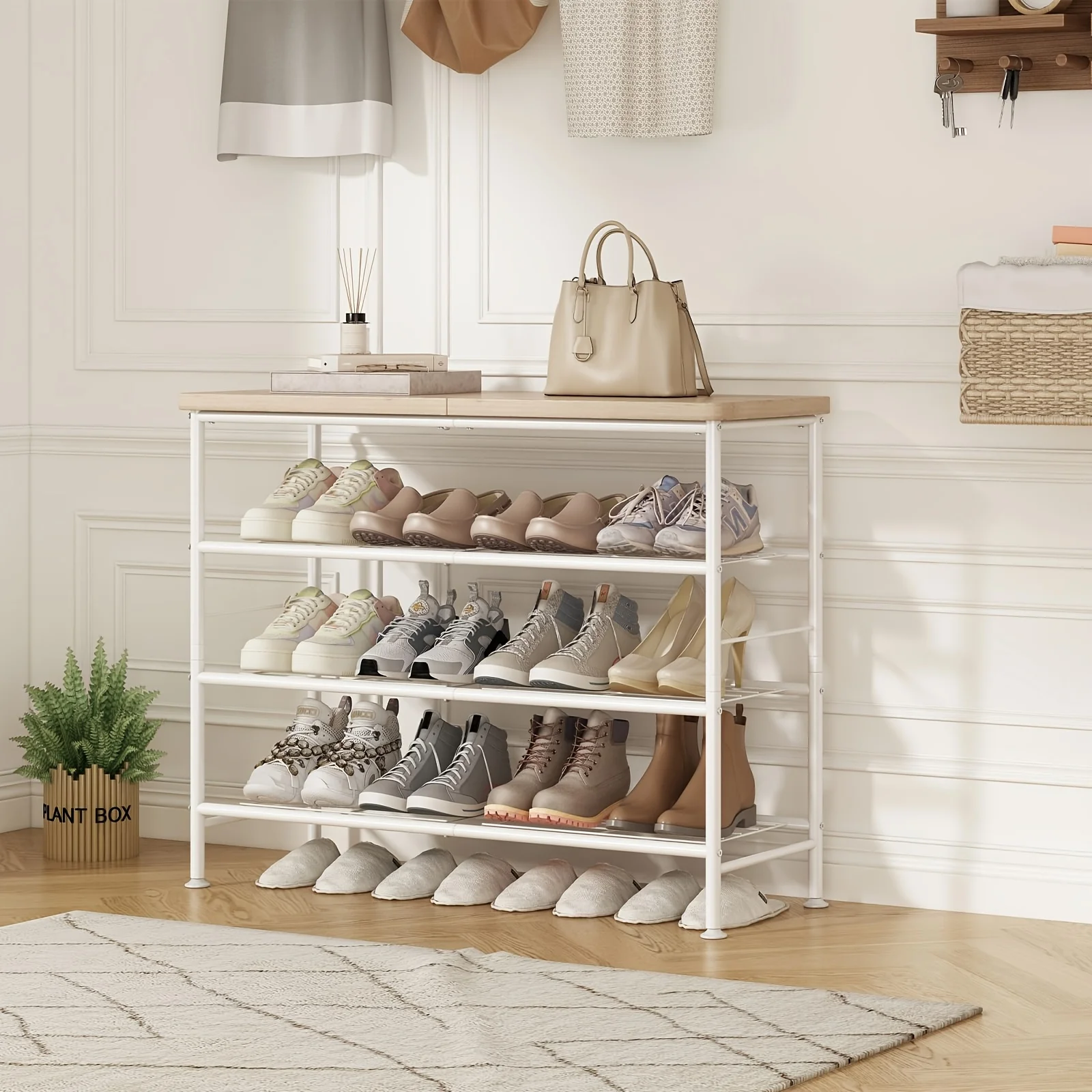 

4-Tier 5-Tier 6-Tier Metal Shoe Rack Organizer, Decorations For Home, 28.15" / 35.82" / 45.3" Large Stable Stackable Shoe Tower, Room Decor, Suitable For Entrance Wardrobes, Bedroom Garages, Space Saving