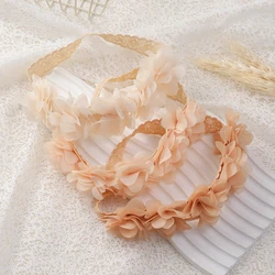 3/Pcs/Set Retro Baby Flower Headband Chiffon Hair Bands Handmade DIY Headwear Hair Accessories for Kids Children Newborn Toddler