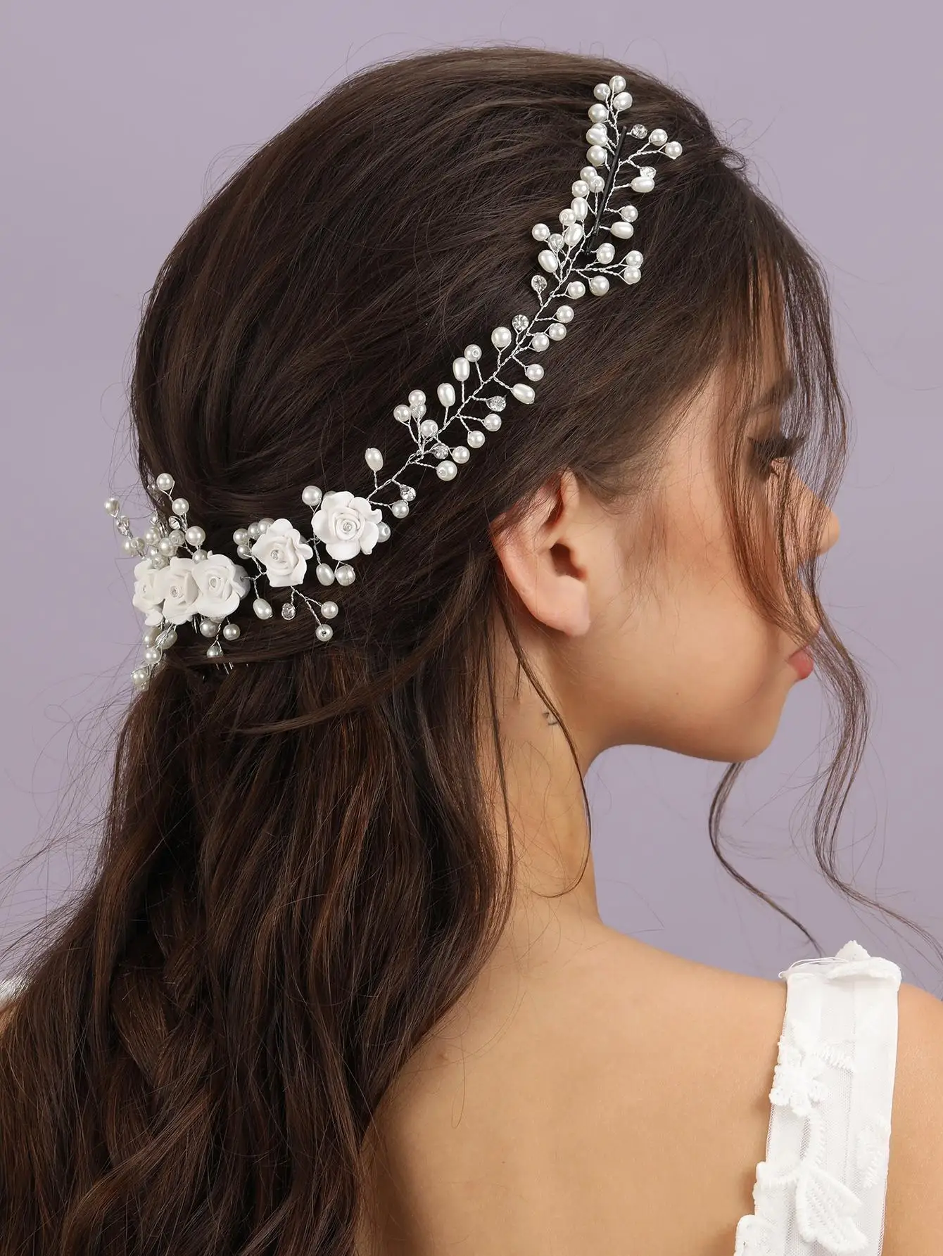 HandMade Silver Color Pearl Wedding Hair Combs Hair Accessories for Bridal Flower Headpiece Women Bride Hair ornaments Jewelry image 2