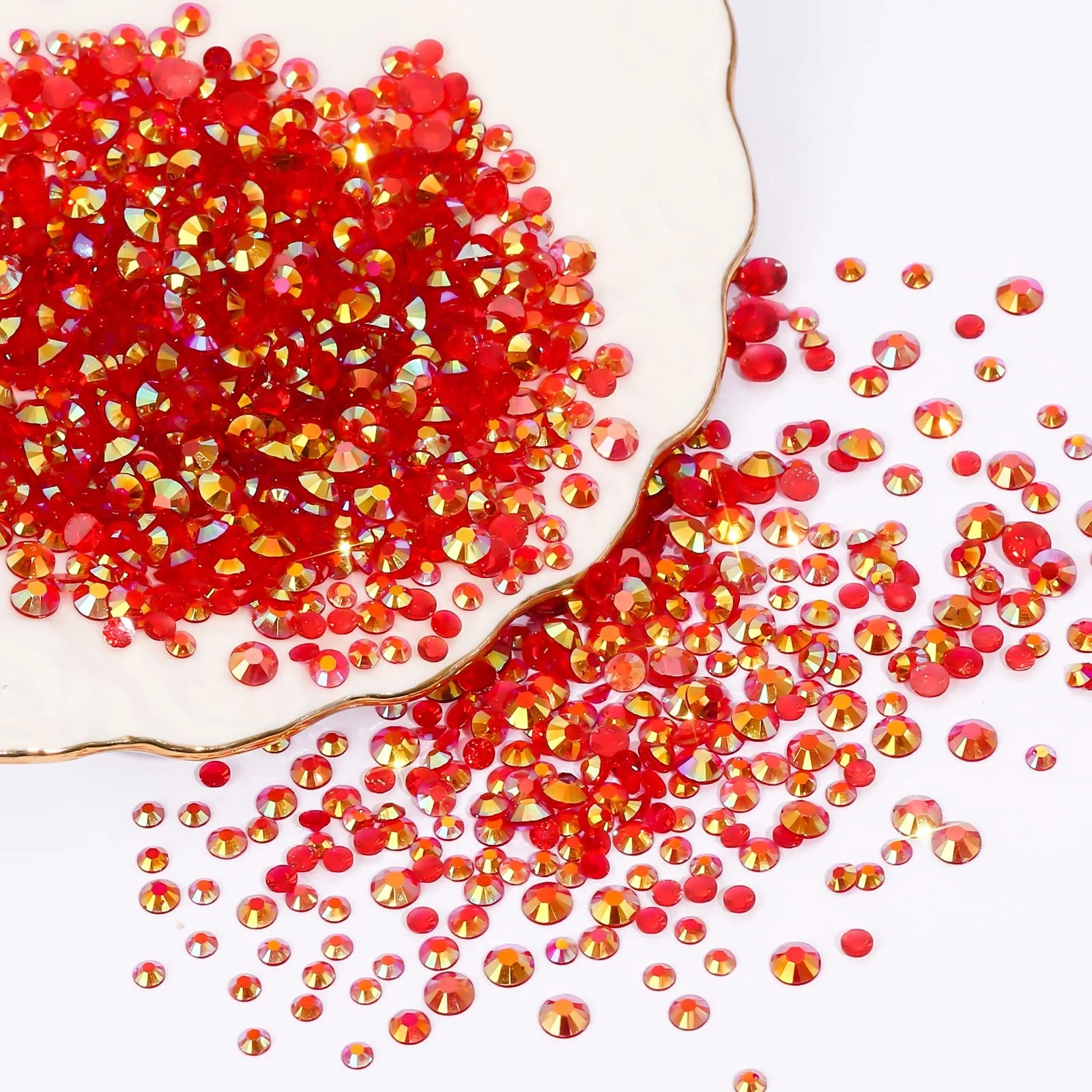 red AB 2-5mm wholesale package resin rhinestones flatback round glass non hot-fixed shinning crystal for DIY clothing craft