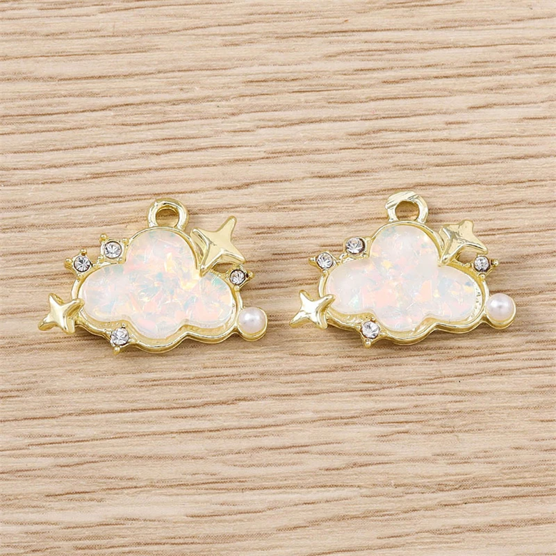 5 Stück 20 x 15 mm niedliche bunte Kristallwolken Charms Anhänger für Schmuckherstellung Tropfen Ohrringe Halsketten Armbänder Zubehör Geschenke – Detail 5