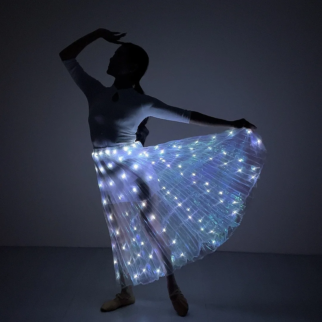 LEDライトベリーダンススカート,パフォーマンスアクセサリー,ダンスウェア,パーティーステージコスチューム,大人用アクセサリー