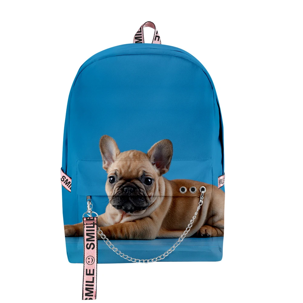 

Trendy Youthful School Bags Unisex Lovely French Bulldog Travel Bags 3D Print Oxford Waterproof Notebook Shoulder Backpacks