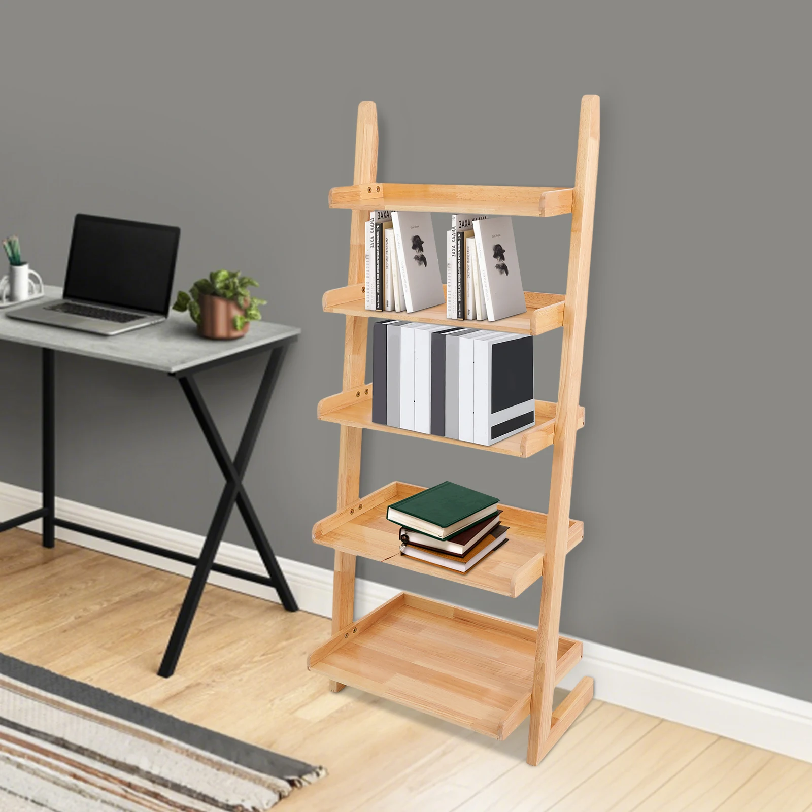 Prateleira de escada, prateleira de exibição inclinada, rack de armazenamento de escada