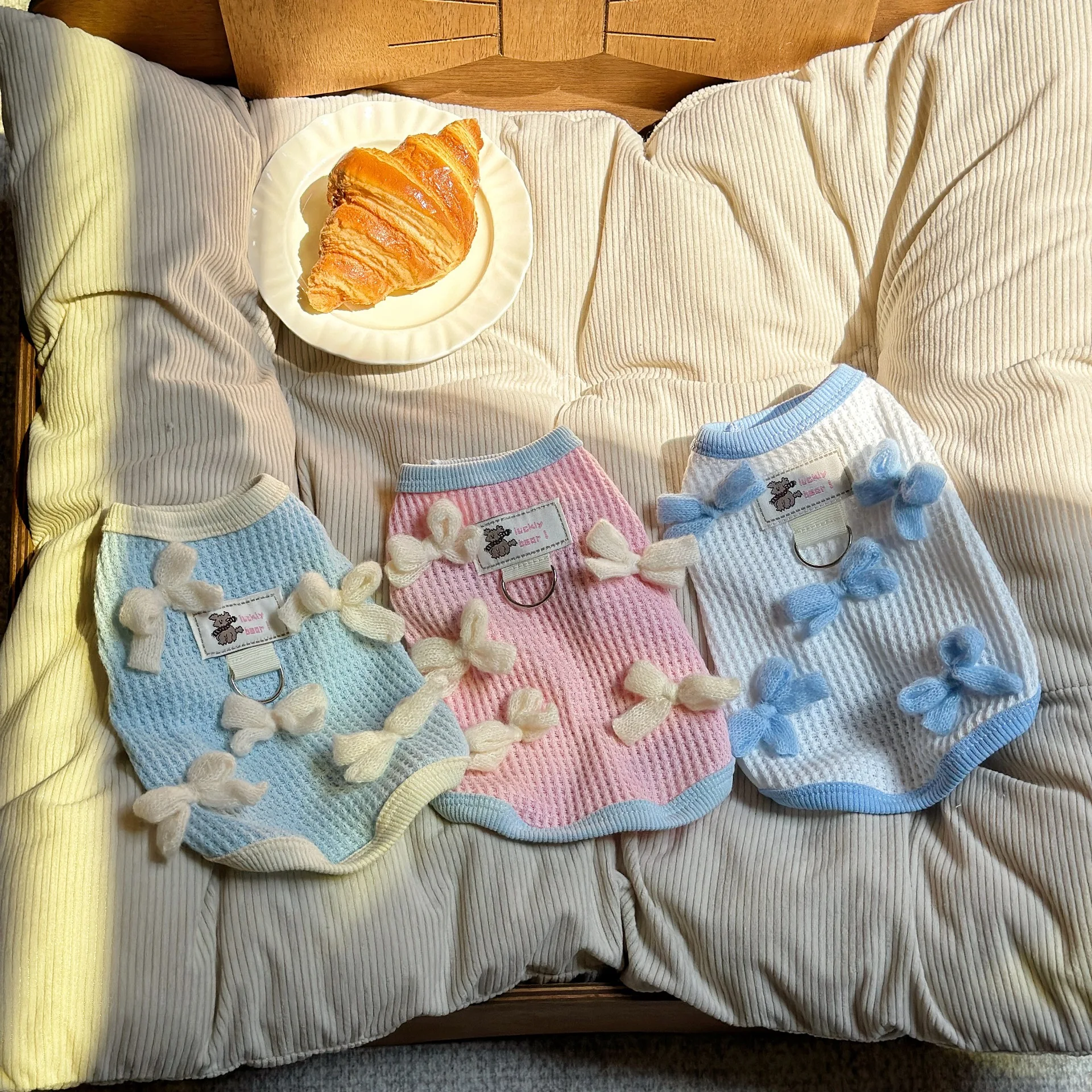 

Cute Bichon Butt Skirt Summer New Pet Clothes Fashion Vertical Stripe Dog Strap Bow Teddy Princess Dress Pet Supplies