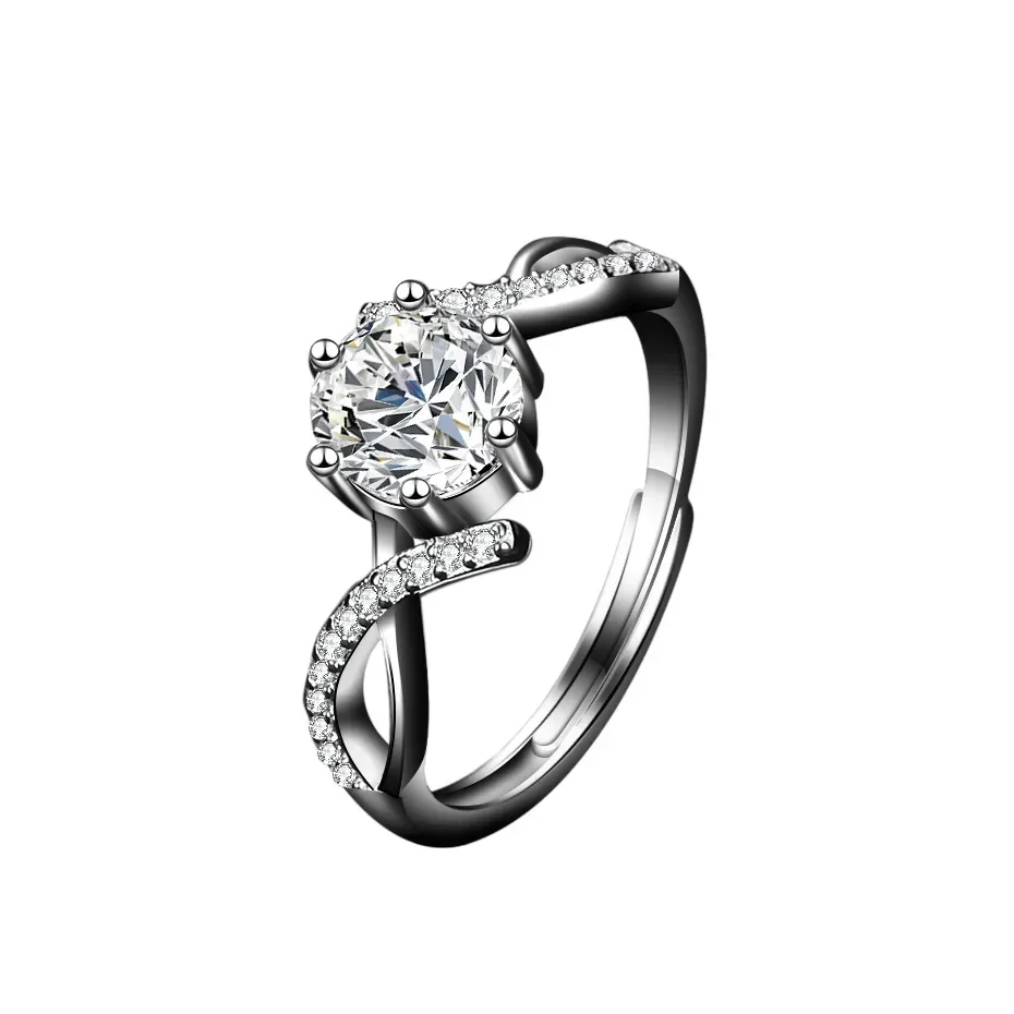 Bague en diamant Moissanite pour femme, bijoux réglables, platine PT950, amour, ins entrelacés, haute qualité