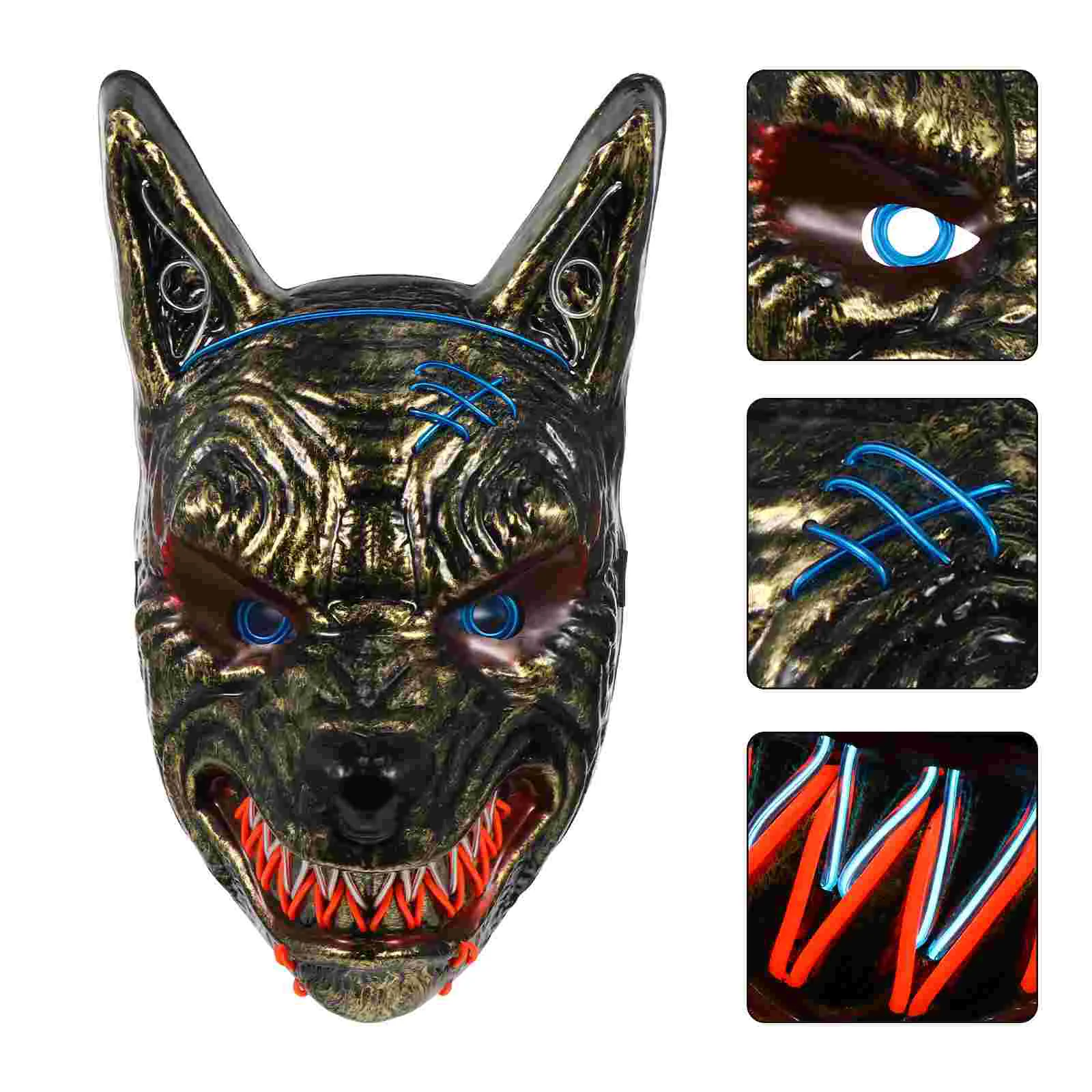 

Decorate Glow Mask Child Glowing Anonymous Pvc Halloween Party Cosplay Accessories Lighting Wolf