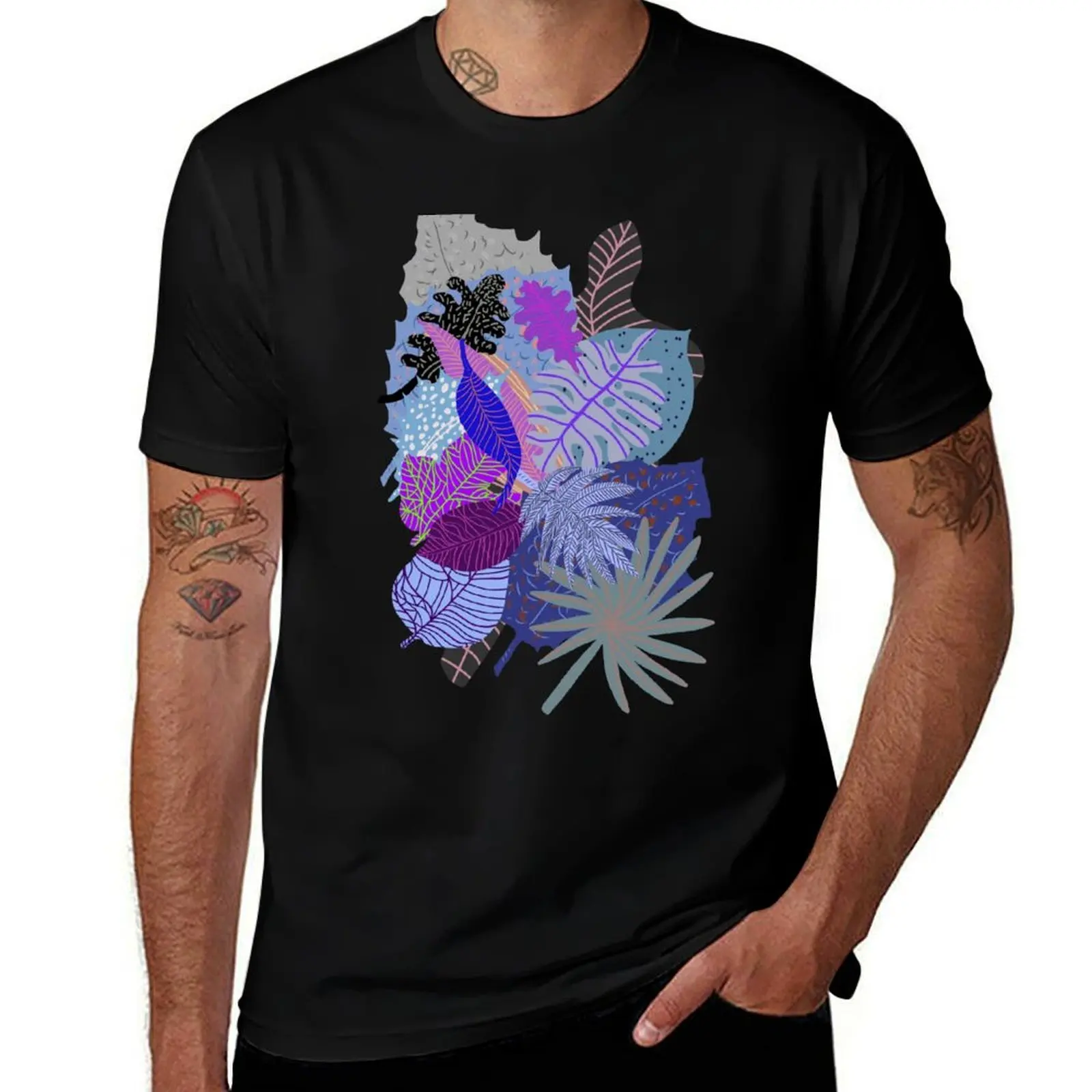 Ultraviolet Fade Nature Leaves T-Shirt Breathable Lightweight Summer Top T-Shirt