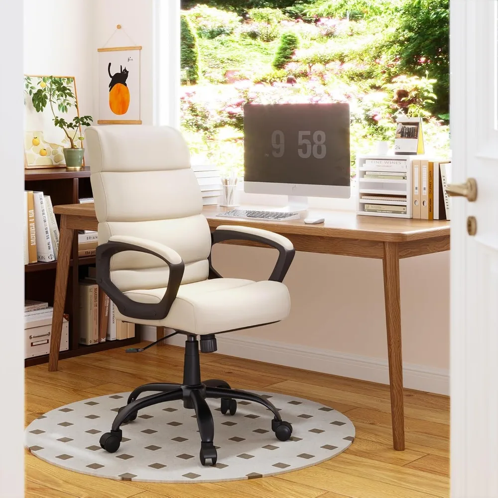 

Office chair, ergonomic, leather high back computer chair, adjustable height, swivel rolling comfortable home desk chair