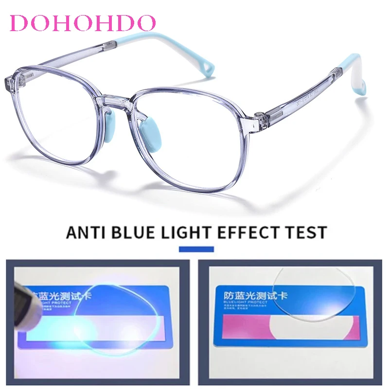 Children Anti Blue Light Glasses Silicone Nose Pads Round Kids Ipad Tablet Handphone Gaming Computer Without Graduation Glasses