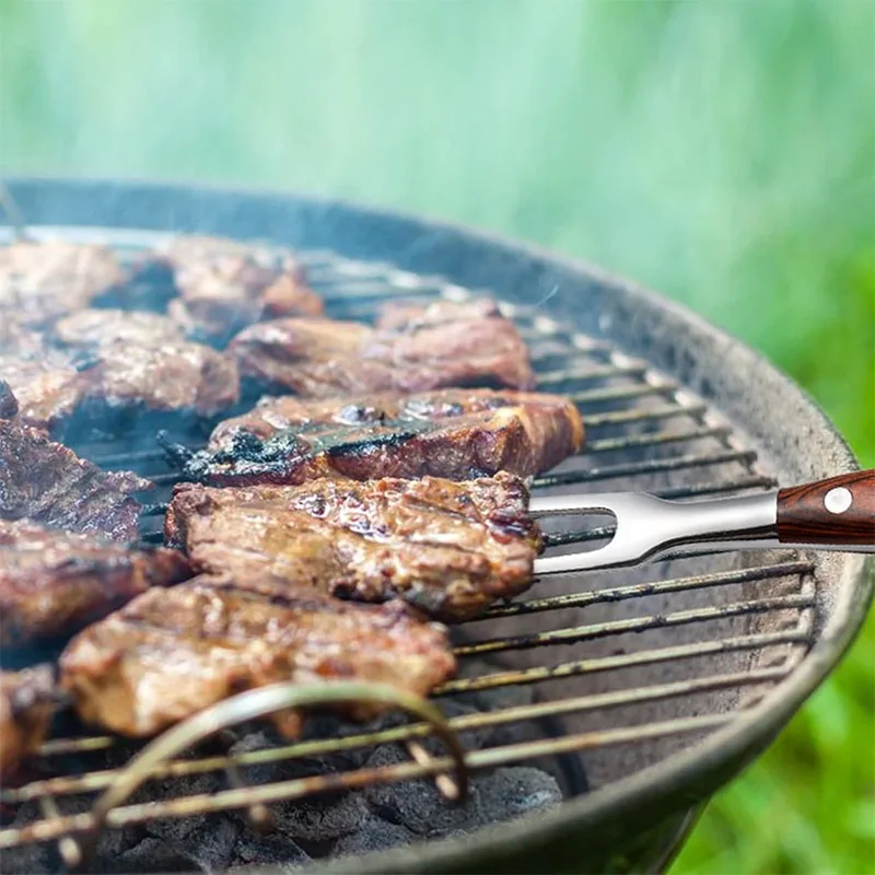 شوكة لحم من الفولاذ المقاوم للصدأ شوكة نحت اللحوم مع مقبض طويل شوكة شواء حادة شوكة تقديم للدجاج ولحم البقر الديك الرومي JT566 #5