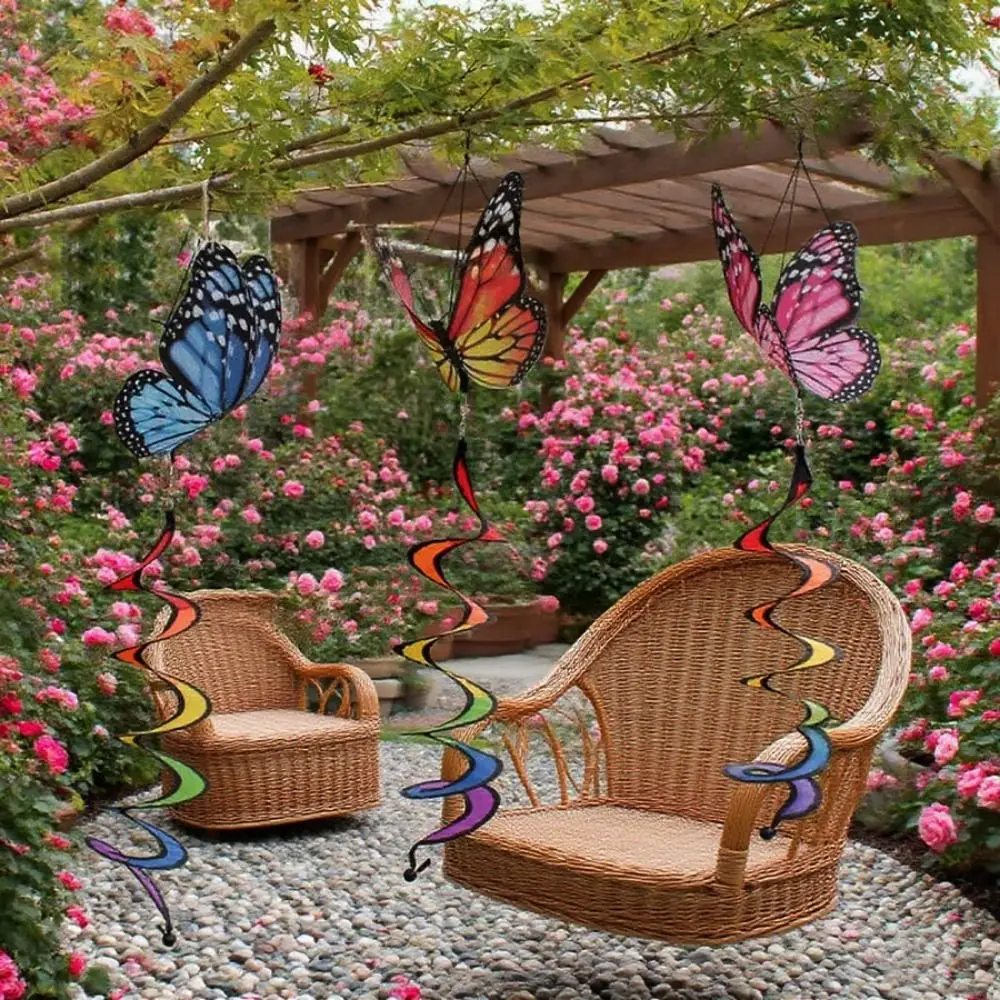 

Colorful 3D Dimensional Windmill No Toxic Hanging Cloth&Plastic Rainbow Butterfly Spinning Windmill Wind Strip Ornament