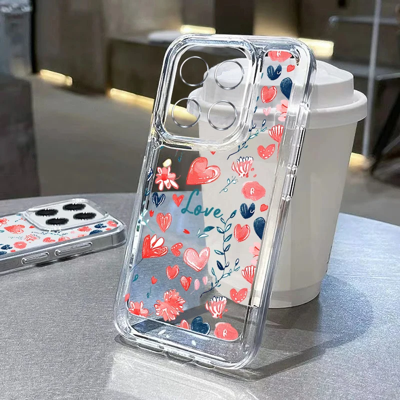 

Flower Love Pattern Case For Xiaomi Redmi Note 13 Pro Plus 12 11 Pro 5G Poco X5 X6 13T 11T Pro 13C 4G 11 Lite Clear Soft Cover