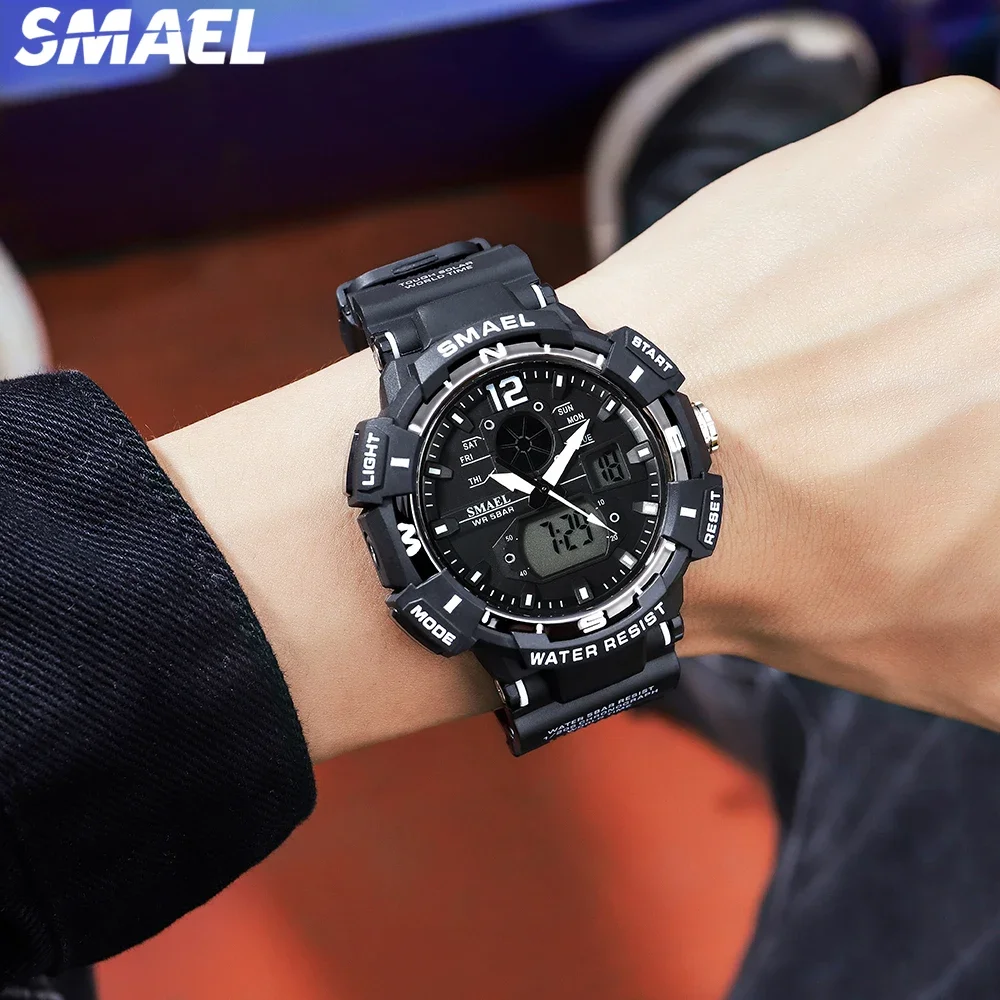 SMAEL Display Electronic Quartz Watch 8045 Cool Shockproof Electronic Watch Multi functional Waterproof Sports Dual