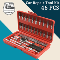 46pcs Car Repair Tool Kit Ratchet Torque Wrench Spanner Screwdriver Socket Set Combo Tools Kit Bicycle Auto Repairing Tool Mech