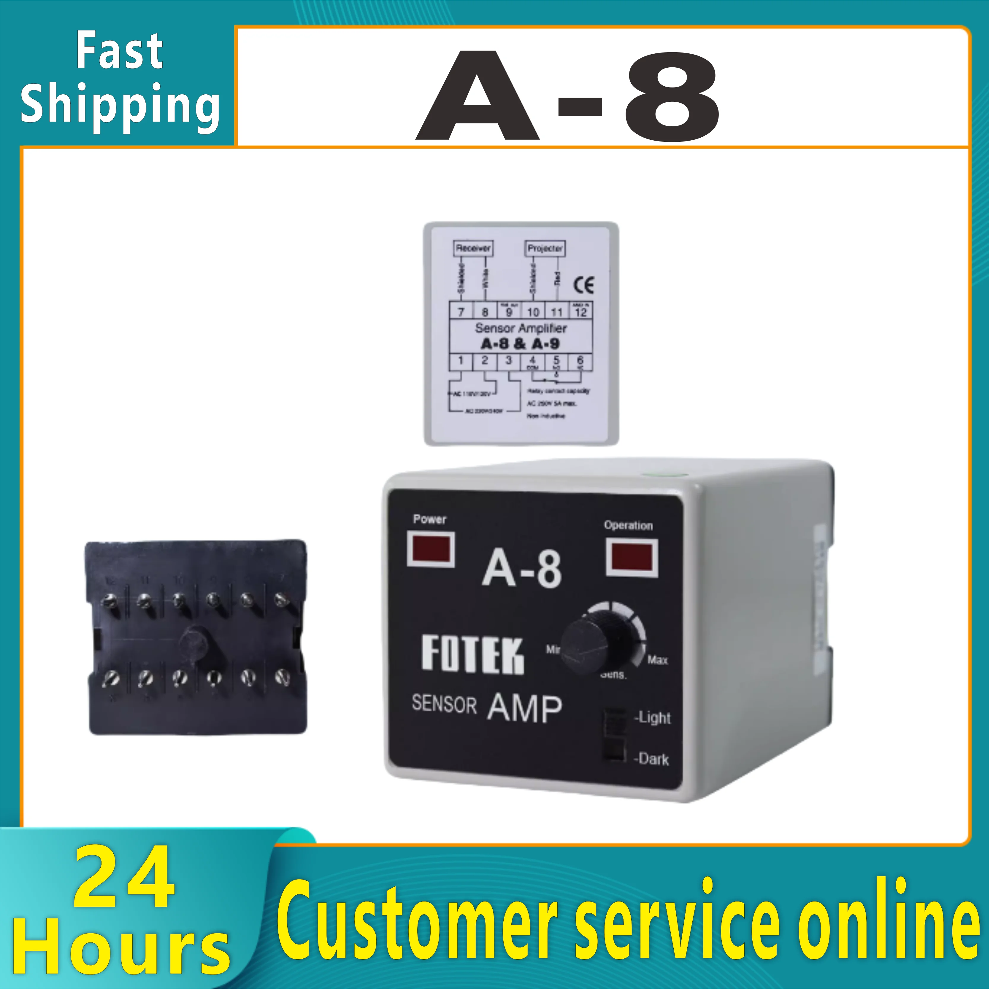 

A-8 FOTEK Sensor Amplifier Controller Amplifier Separate Optoelectronic Sensor 100% Brand New&Original