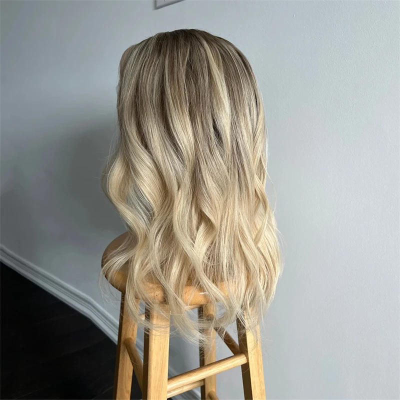 Korte Bob As Blonde Kant Frontale Pruik 100% Menselijk Haar Bruin Hoogtepunt 13X4 Water Wave Hd Kant Voorkant Menselijk Haar Pruiken Voor Vrouwen