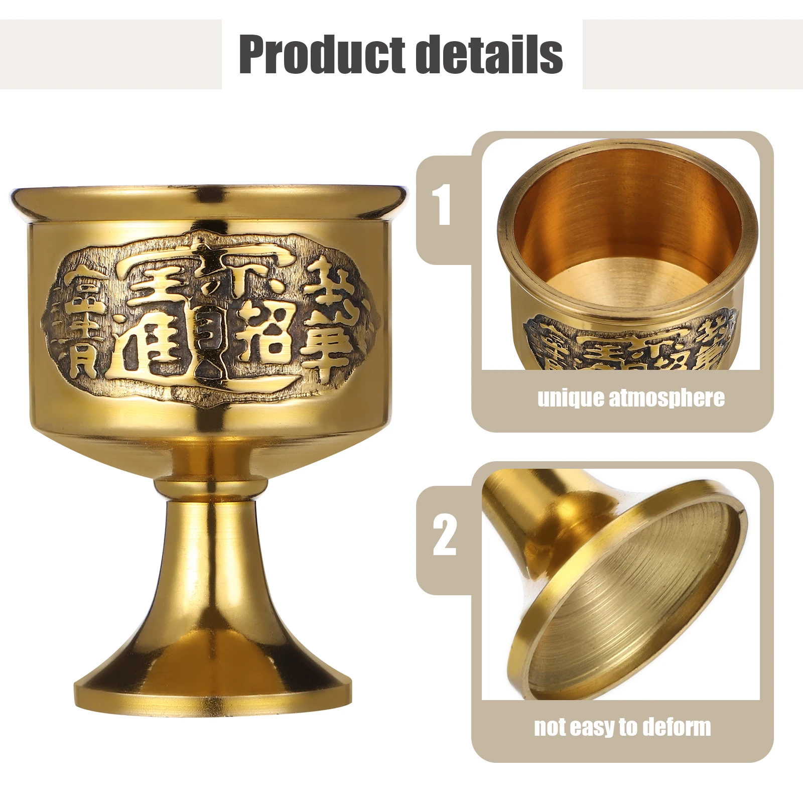 

Exquisite Brass Vintage Metal Goblet Offering Cup For Ritual Home Temple Use Multi-Functional Decorative