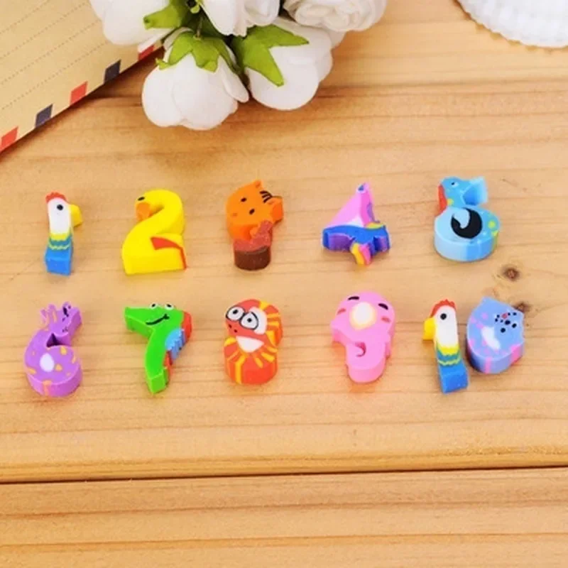 28Pcs/Bottle Cute Mini Cartoon Numbers Rubber Eraser with Plastic Bottle Creative Products for Kids Students School Supply Set