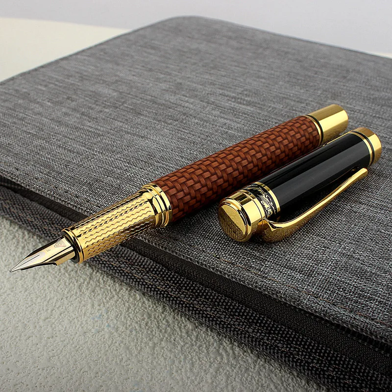 New Luxury Cloth Weave Metal Fountain Pen Fine 0.5MM Nib Beautiful Excellent Writing Gift Pen School Supplies