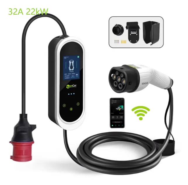 

Portable EV Charger 22kw/11kW/7kW Electric Vehicle Car Charger Type 2 IEC 62196 Standard With App Control For T2 EV Car Charging