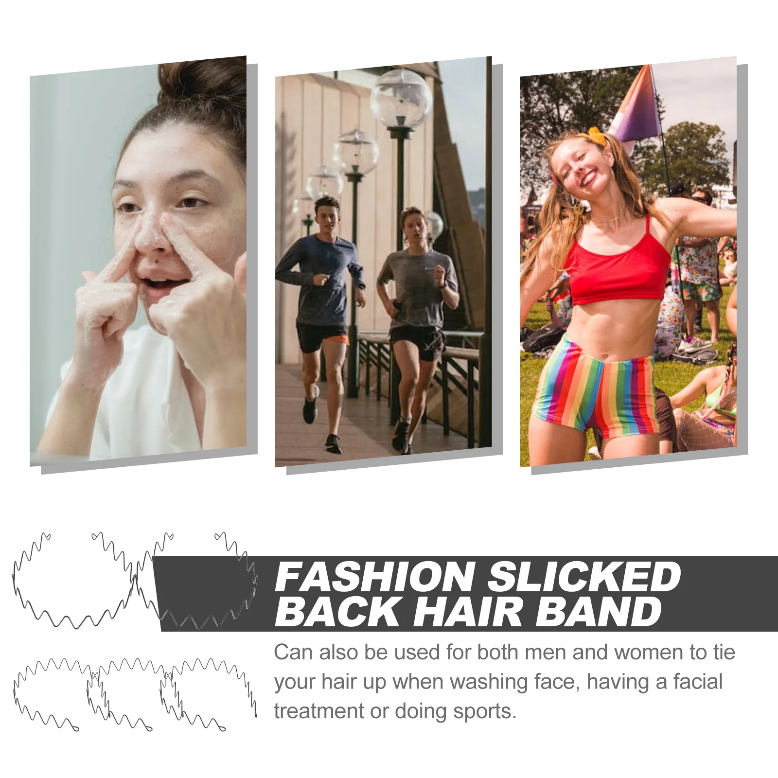 

5 pcs Wave Shape Anti-Slip Clip Stretchy Headdress For Sports Slicked Back Hair Band Outdoor Invisible Hair Styling Tool For