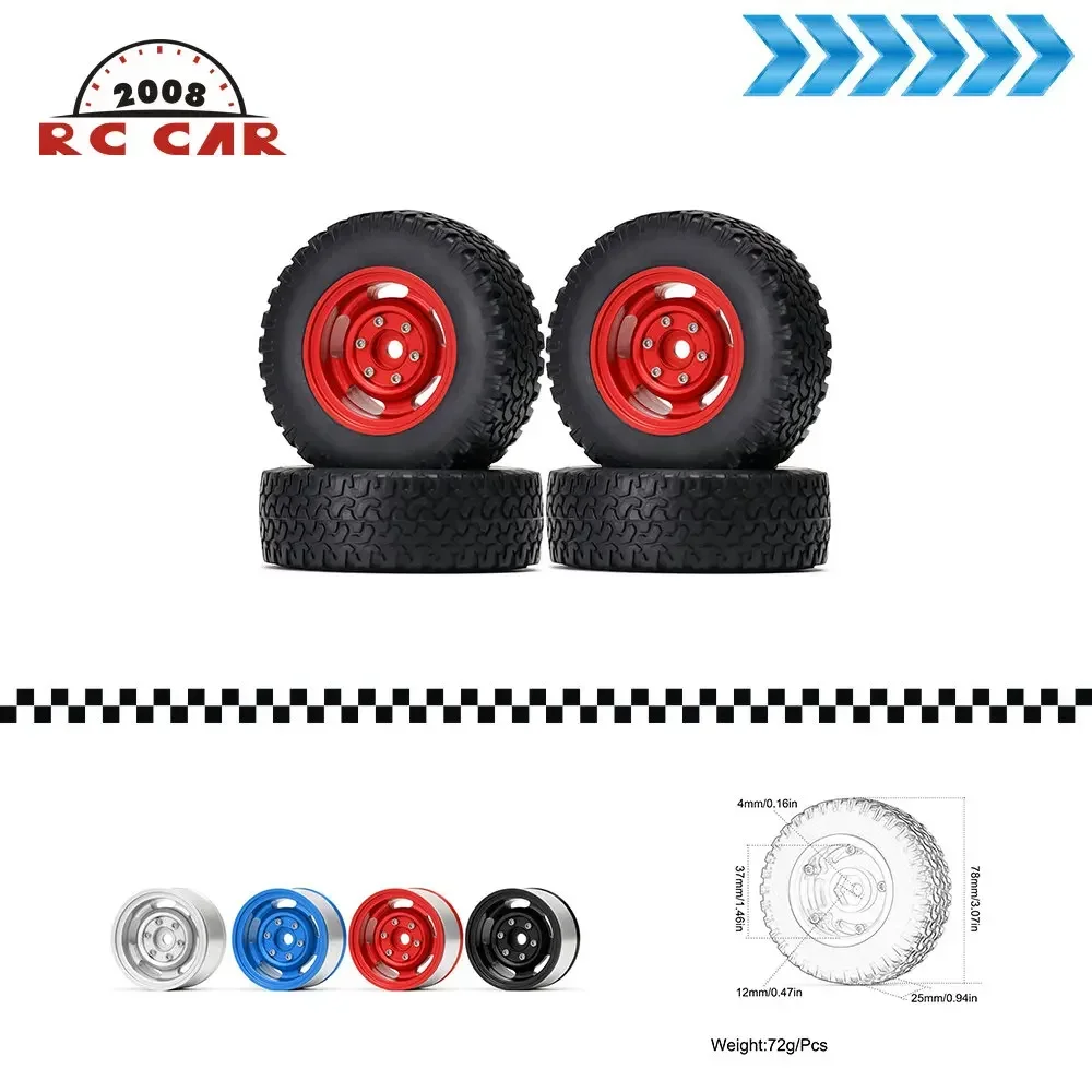 

1:10 1.55 Alloy Beadlock Hub Rubber 78MM Wheel Rim Tire Tyre for RC CAR 1/10 MN98 Axial SCX10 D90 TF2 Tamiya LC70 LC80 4WD