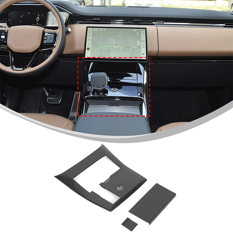 

For Land Rover Range Rover Sports Gear Panel Car Central Control Gear Decorative Panel ABS 3pcs Carbon Fiber Pattern 2024-2025