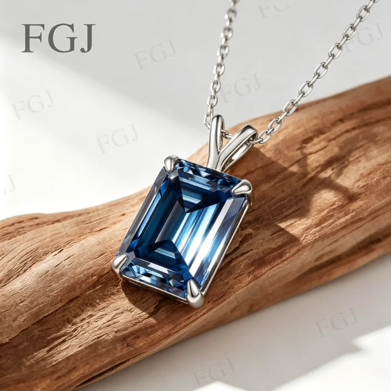 4CT Smaragdschliff Moissanit-Anhänger-Halskette für Damen, 925er Sterlingsilber mit 18K Goldplattierung, edler Schmuck, Hochzeitsgeschenk – Detail 20