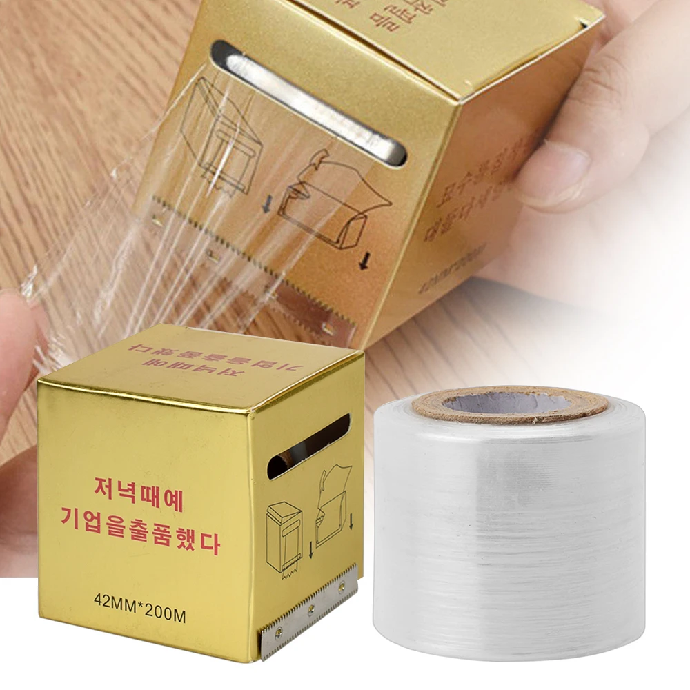 1pc Disposable Microblading Tattoo Supplies Film Wrap Clear Cover Plastic Preservative Tape  for Permanent Makeup 42mm*200m