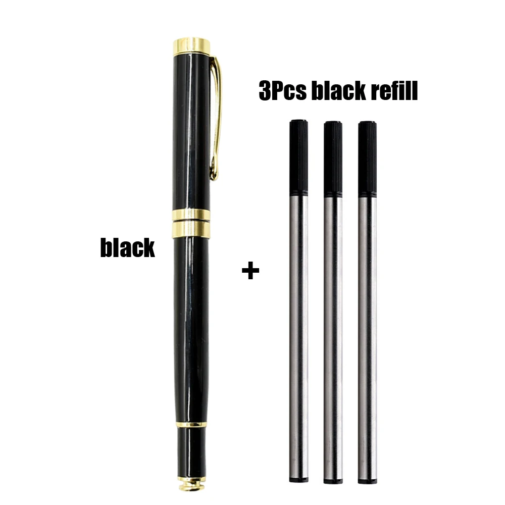 1+3Pcs/Set Metal Ballpoint Pen With Refills For School Office High Quality Writing Ballpen Stationery Supplies Pens