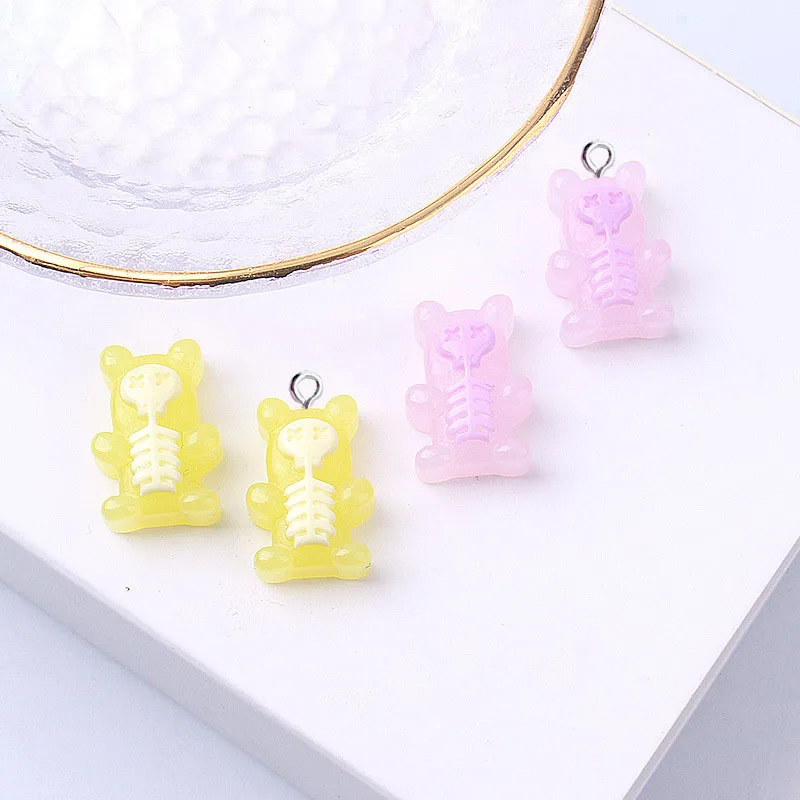 Mini Bicolor Bug Skeleton Bear Resin Charms Flat back Cabochon Scrapbook Craft DIY Embellishments Jewelry Making Accessories