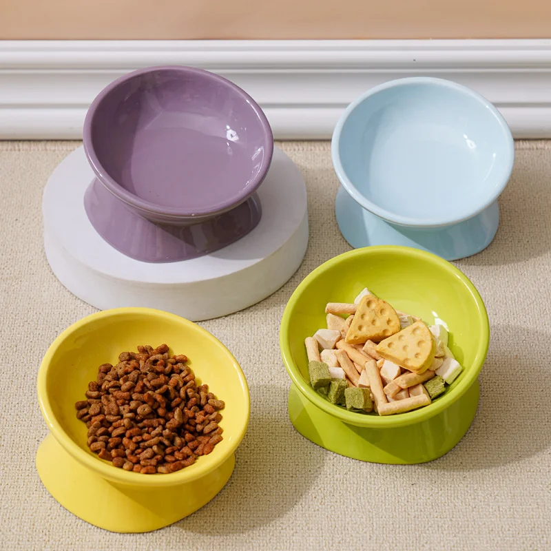 Cat Food Water Bowl Pet Animal Ceramic Eating Dishes High Foot Raised Puppy Cats Elevated Dog Bowls Pet Supplies