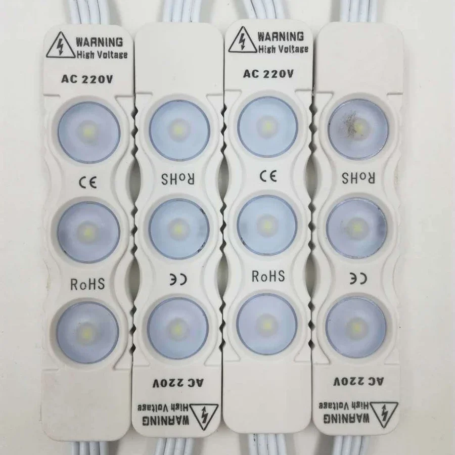 500 Uds 160 grados 6500K blanco 2W inyección 3 módulo LED AC220V 2835 SMD luz trasera decorativa impermeable para letrero de letras