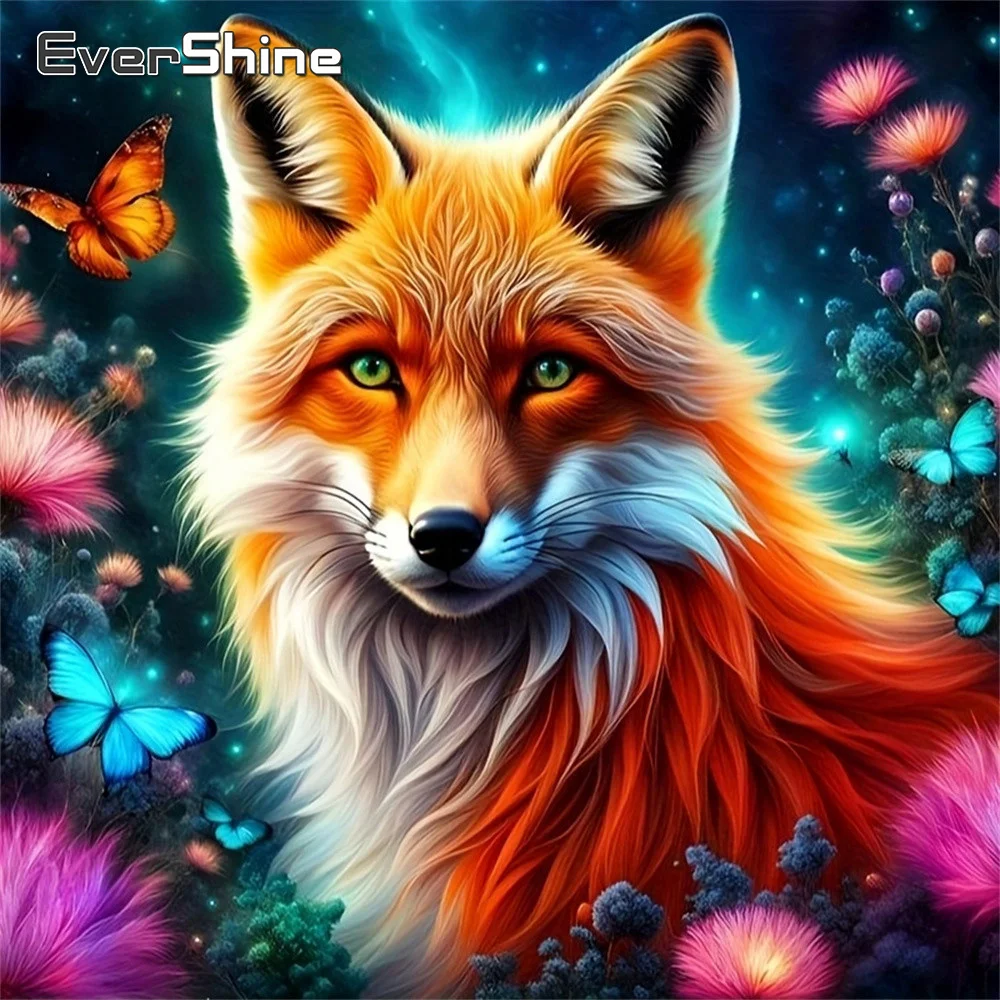Evershine Diamantmalerei Tier Vollflächige Stickerei Fuchs Strass-Bild Diamant-Schmetterling Wanddekoration