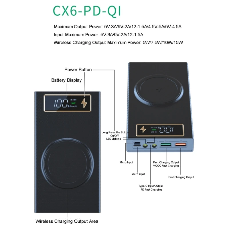 علبة بنك الطاقة التي يمكنك صنعها بنفسك مع تقنية الشحن السريع بقدرة 22.5 وات وشاشة رقمية K1KF