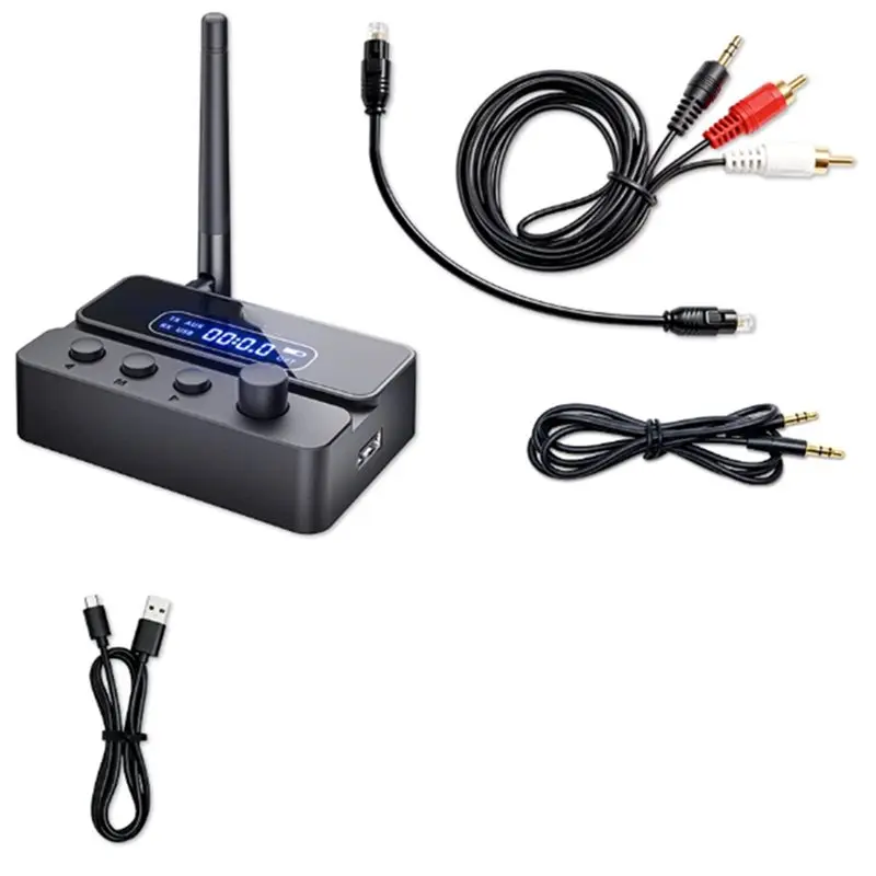 AU61-S3 Hifi Bluetooth 5.3 Transmitter Receiver Adapter 2-In-1 U-Disk/3.5Mm/RCA/OPT For TV PC Speaker Transmission
