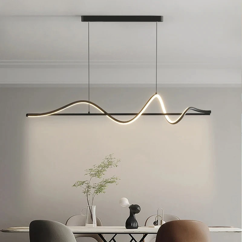 Modern LED Pendant Light White/Black Long Line Pendant Light For Restaurant Study Kitchen Office Coffee Home Decoration Luxury