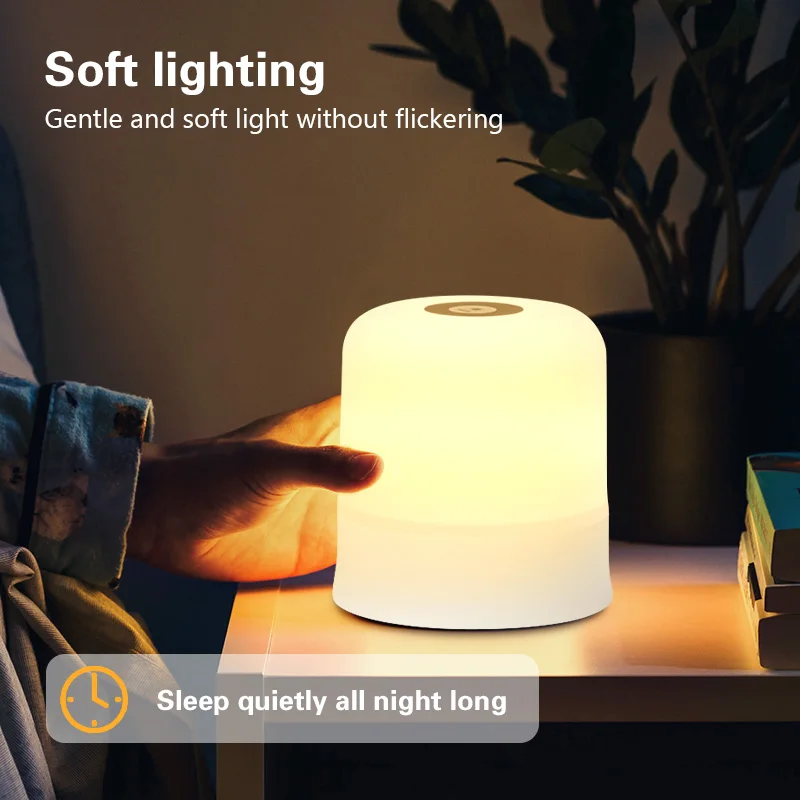 Night Lamp USB LED Table With Switch Rechargeable Three Colors Lights For Kitchen Hallway Closet Bedroom Home Touch Night Light