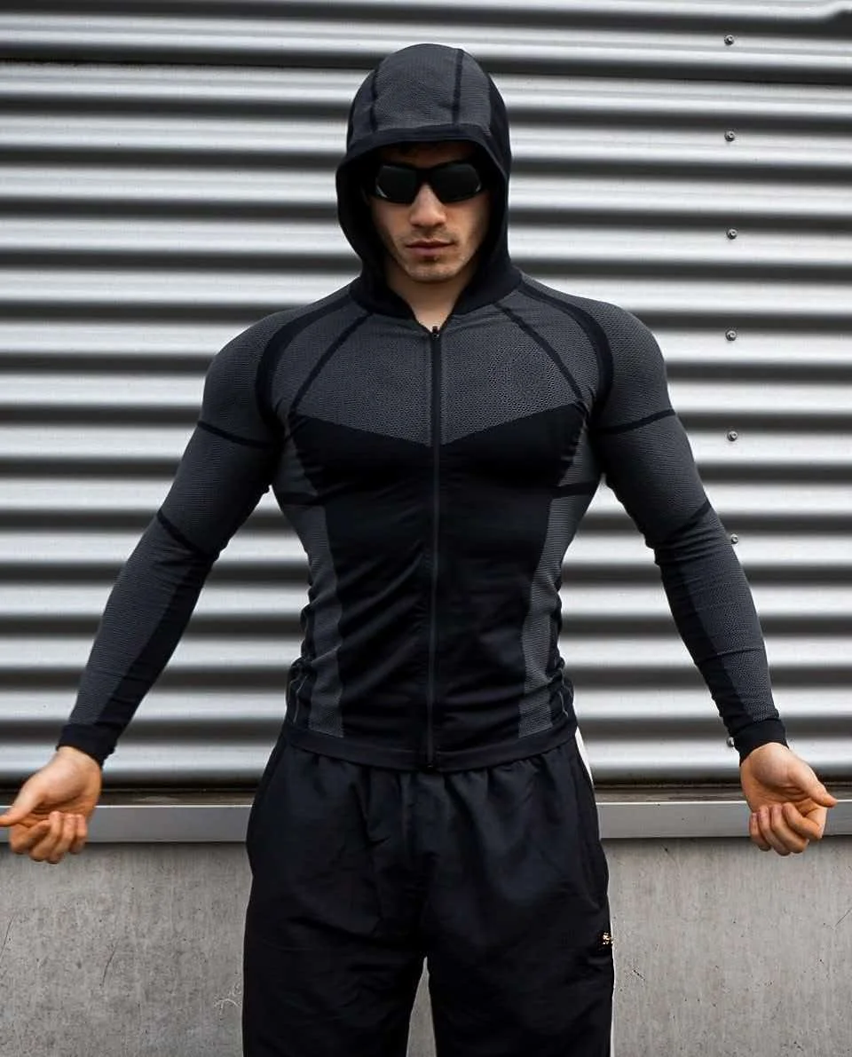 Moletom com capuz ajustado estilo streetwear com estampa de letras e logo Warrior, calça jogger, moletom elástico para treino de ginástica, jaqueta co
