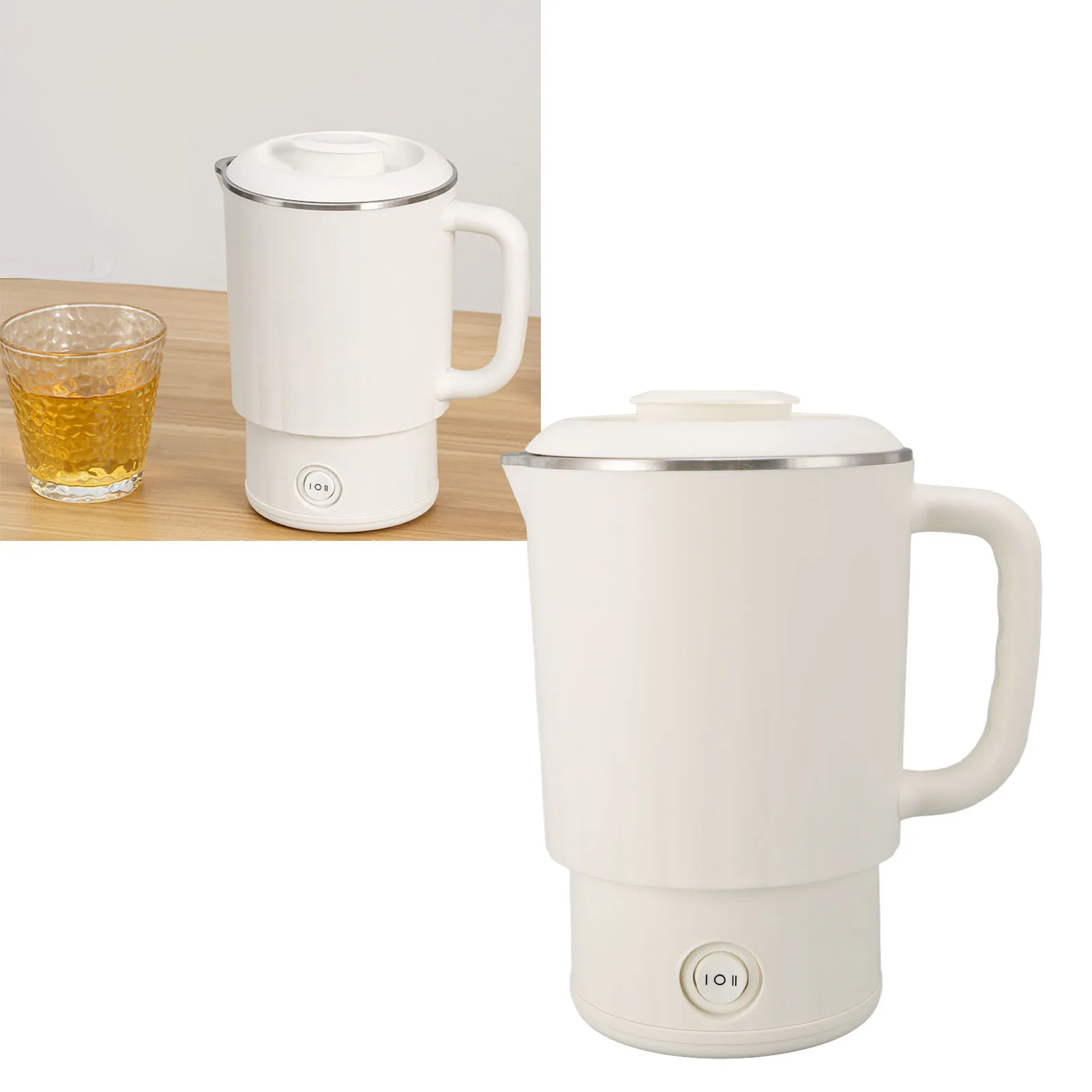 Дорожный электрический чайник 600 Вт 600 мл из нержавеющей стали 304, портативный бойлер для горячей воды, нагреватель для чая, кофе