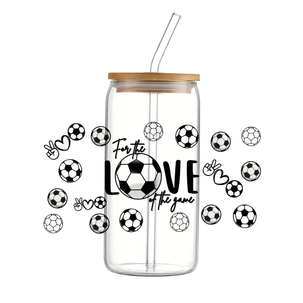 

11x24cm Sports Designs Football For Libbey 16oz Can Glass 3D Waterproof UV DTF Coffee Can Wrap Libbey Glass Wrap