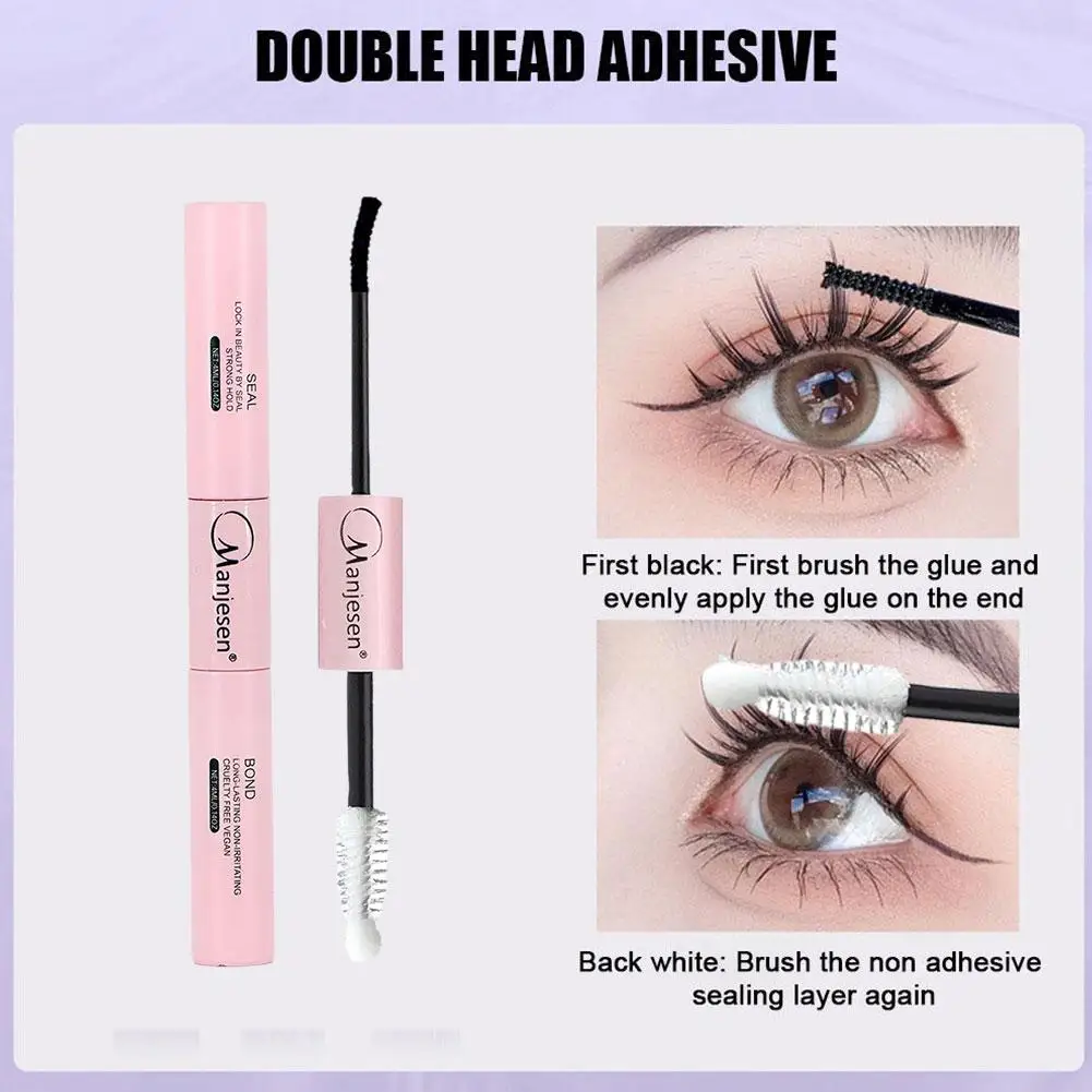 Colle à double tête pour faux cils, colle noire pour la pratique des faux cils, scellant sans bavures et tenue de bain, X1Z2