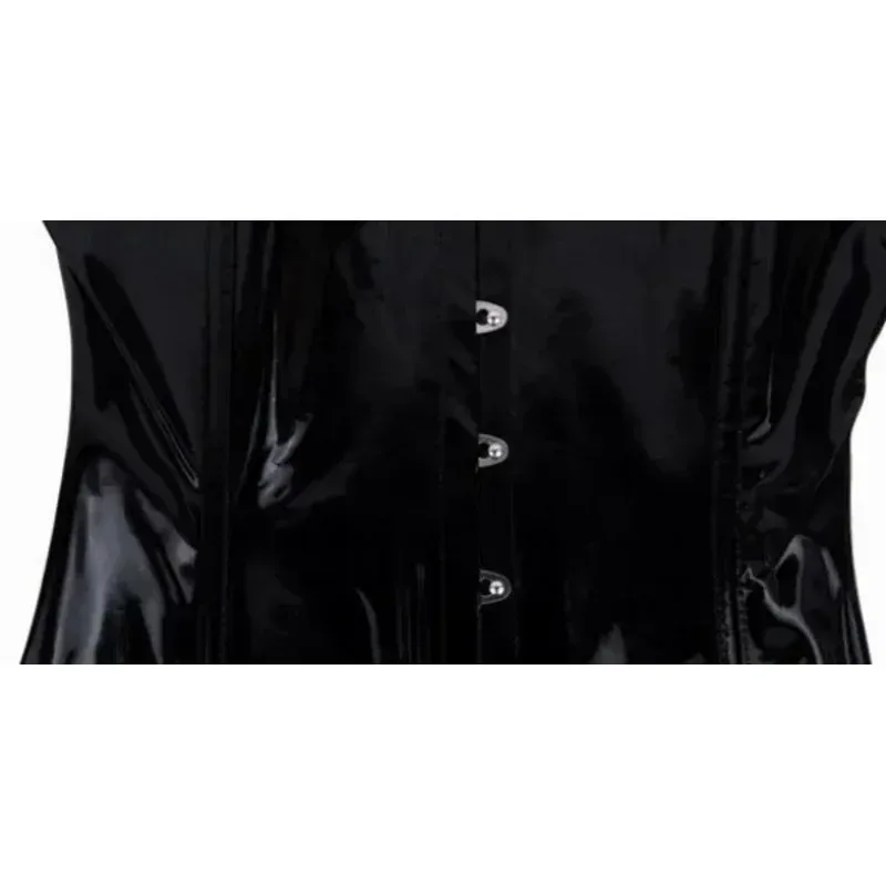 

Cy2025Хорошее качество, черное, красное, готическое виниловое платье из ПВХ с мокрым эффектом, сексуальное женское облегающее тонкое корсетное платье для ночного клуба DS Faux