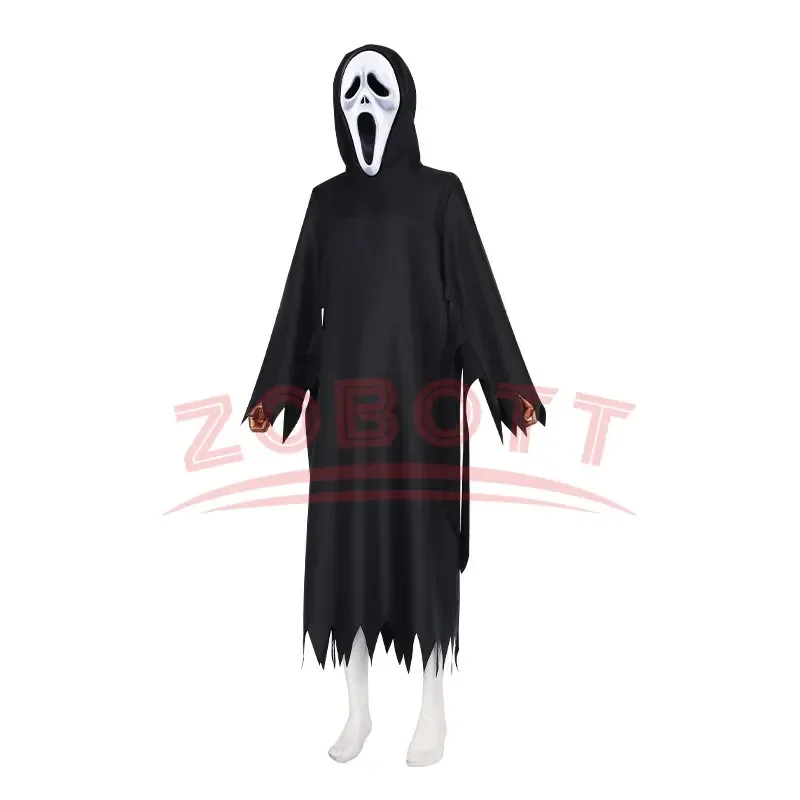 Scream Costume Children Fancy Dress Halloween Party Horror Death Ghostface Costume Boys Teens Ghost Robe Scary Skeleton Costume